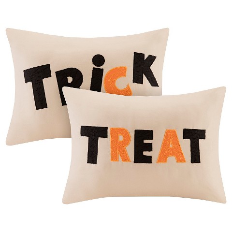 Halloween Trick or Treat Pillow Pair - Khaki : Target