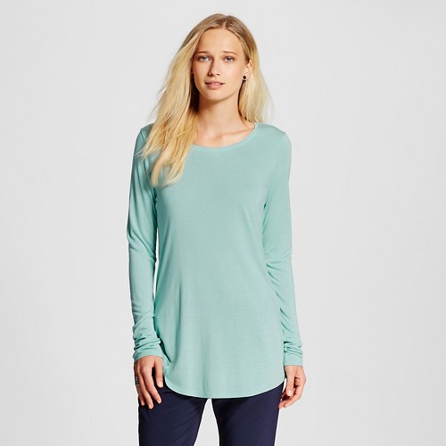 Women's Long Sleeve Textured Crew Neck T-Shirt - Mossimo | eBay