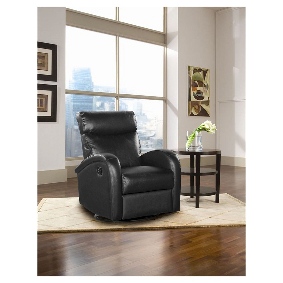 Shermag Motion Swivel Recliner Chair   Black Leather