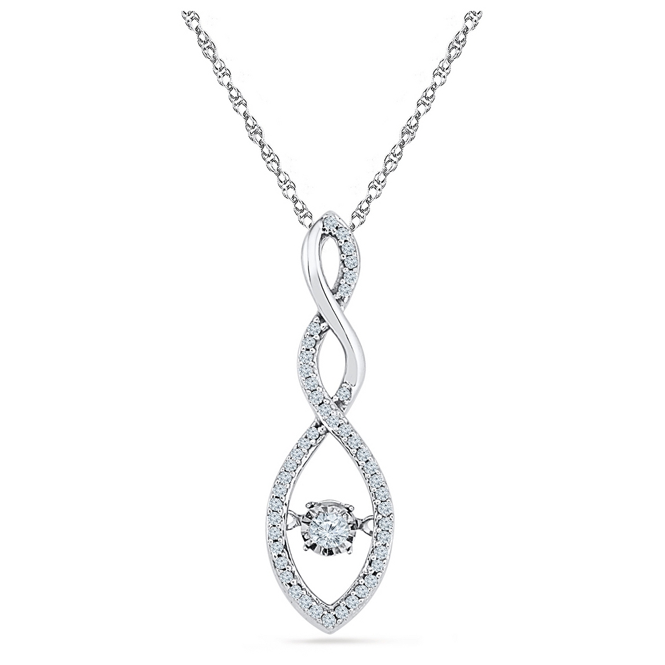 925 Silver and 1/5 CT. T.W. White Diamond Infinity Pendant