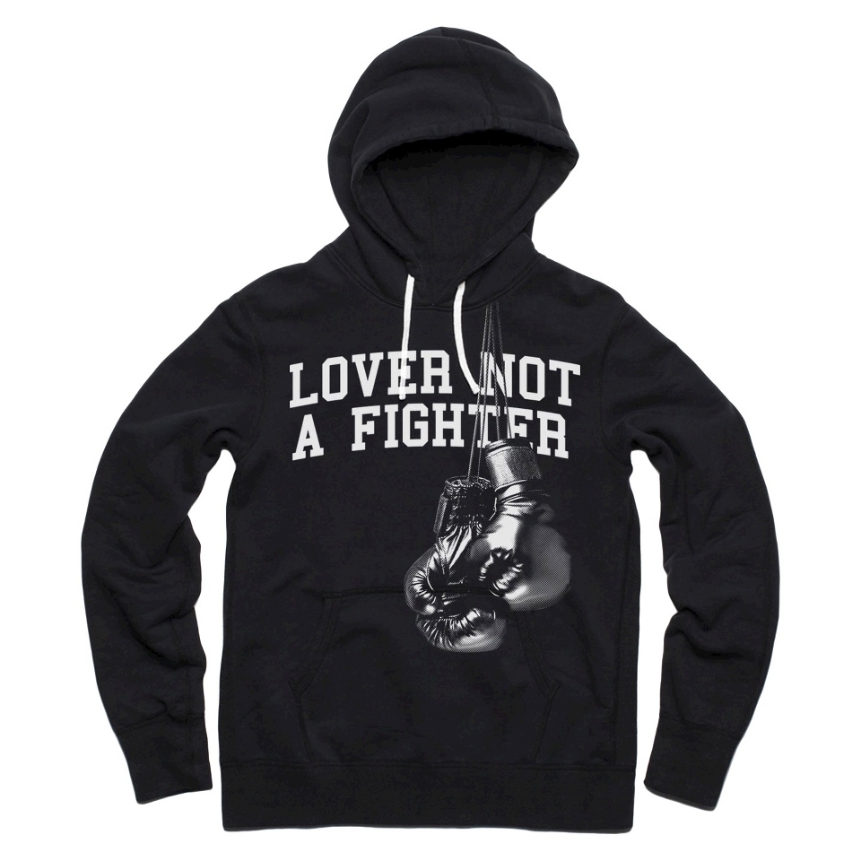 Mens Lover Not A Fighter Hoodie Black   Rebels & Nomads