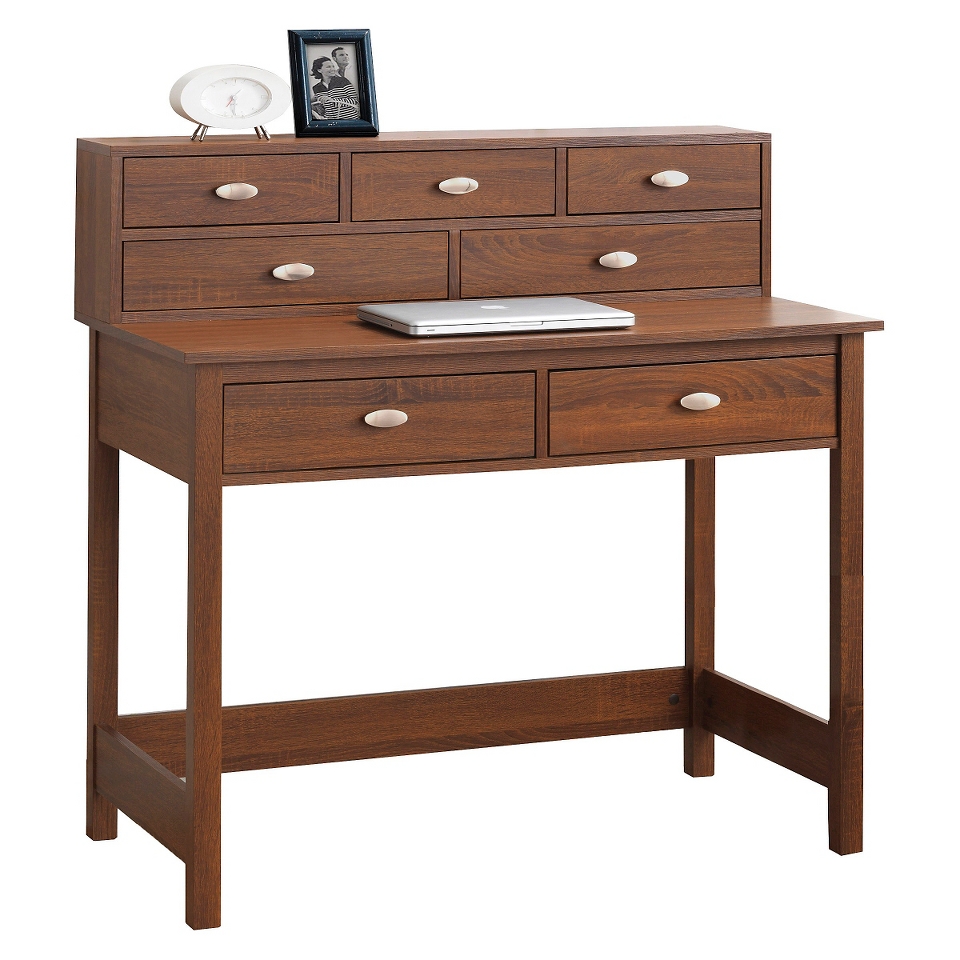 CorLiving Folio Seven Drawer Desk   Warm Oak