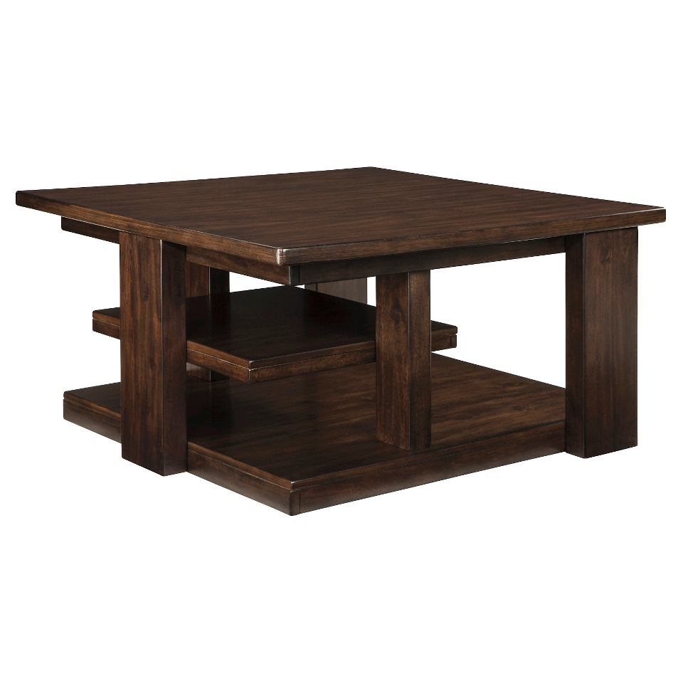 Garletti Square Cocktail Table   Dark Brown   Signature Design by