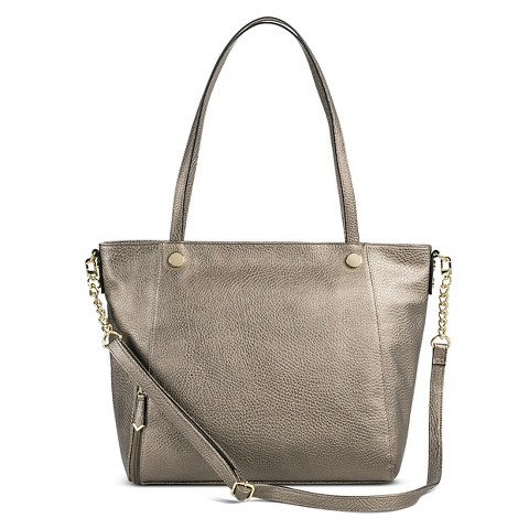 Women's Tote Handbag Metallic Pewter - Sam & Libby : Target