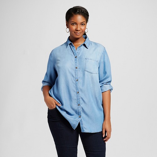 Women's Plus Size TENCEL® Button Down Shirt - Ava & Viv | eBay