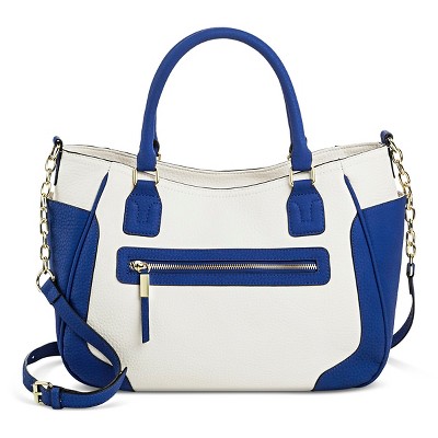 Women's Faux Leather colorblock satchel with zipper pocket- Merona™