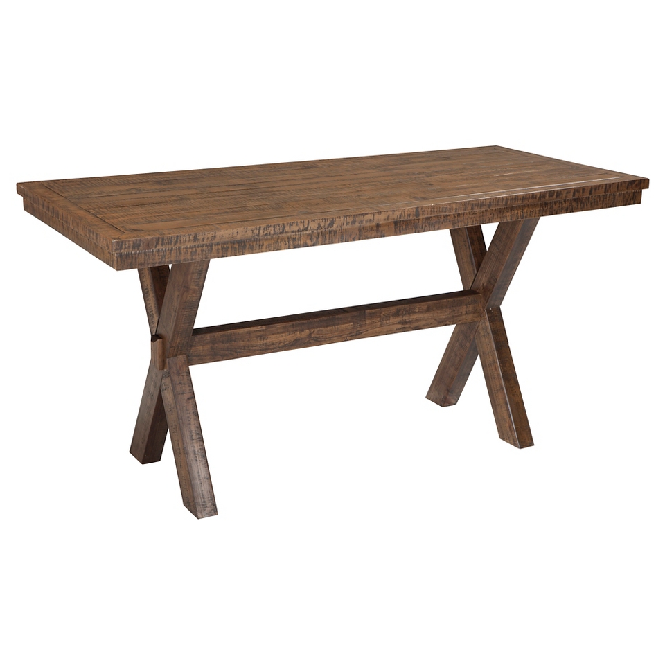 Walnord Rectangular Dining Room Counter Table Wood/Rustic Brown