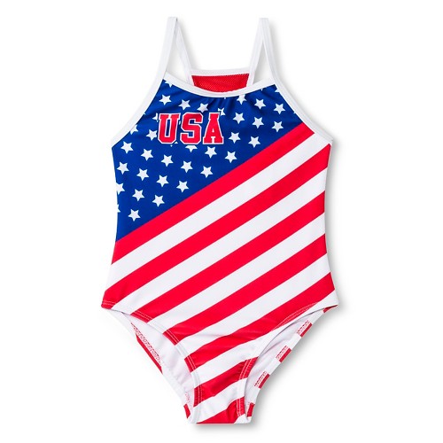 Toddler Girls' Stars and Stripes One-Piece Swimsuit Red/White/Blue | eBay