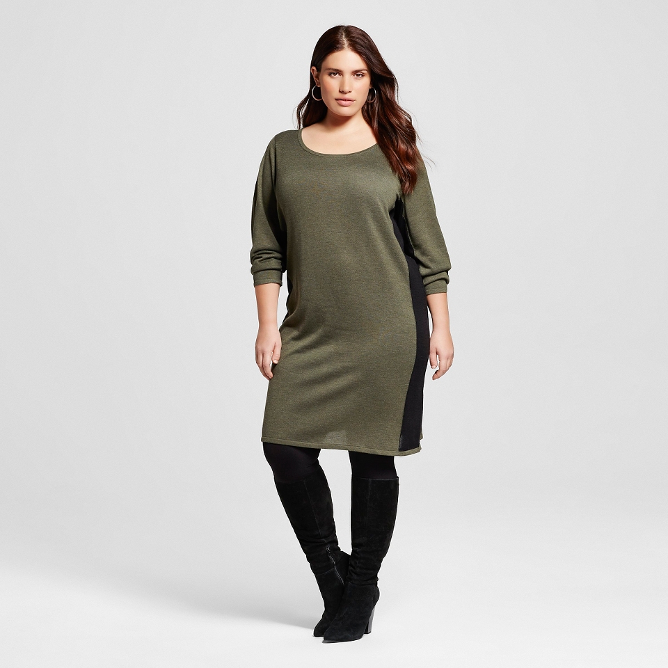 Womens Plus Size Colorblock Sweater Dress   U Knit
