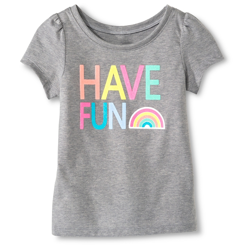 Toddler Girls Have Fun Short Sleeve Graphic Tee Gray   Circo