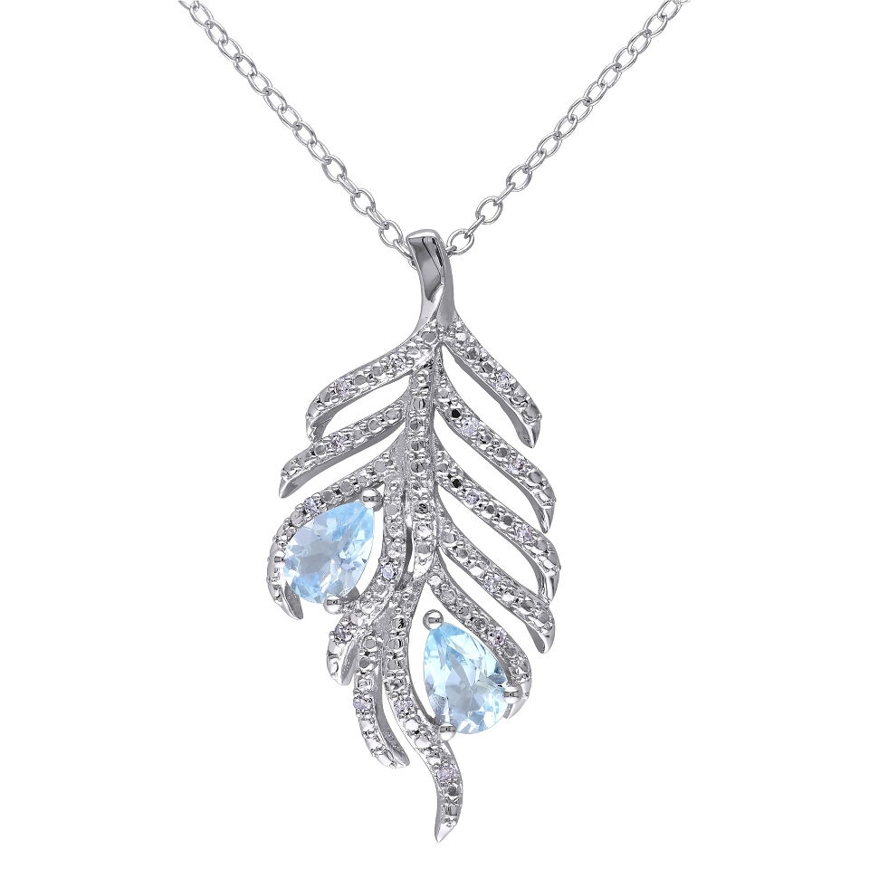 CT. T.W. Sky Blue Topaz and 1/10 CT. T.W. Diamond Pendant Necklace