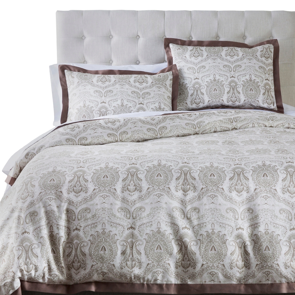 Surya Croglio Medallion and Damasks Duvet Set Ivory, Gray, Ivory