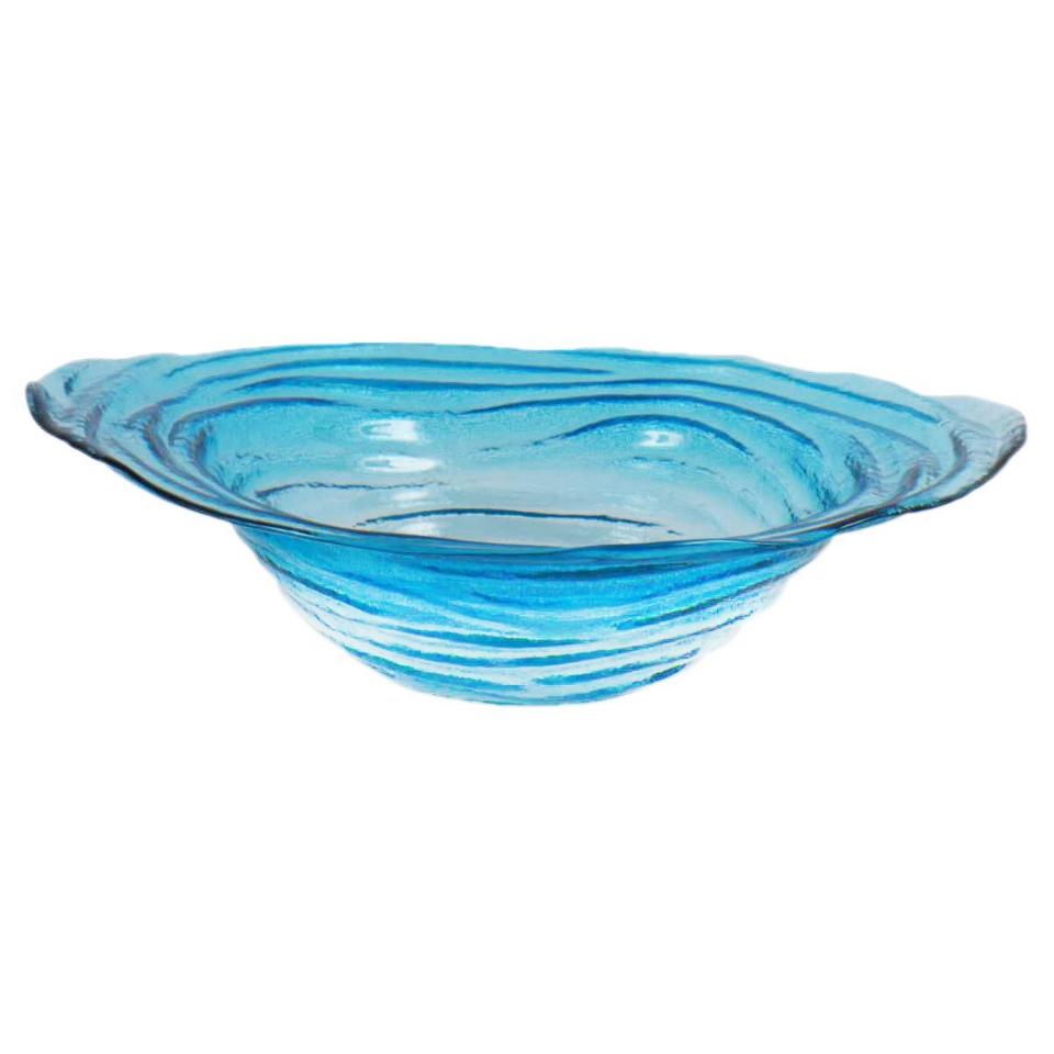 Recycled Glass Blue Ripple Bowl 18W