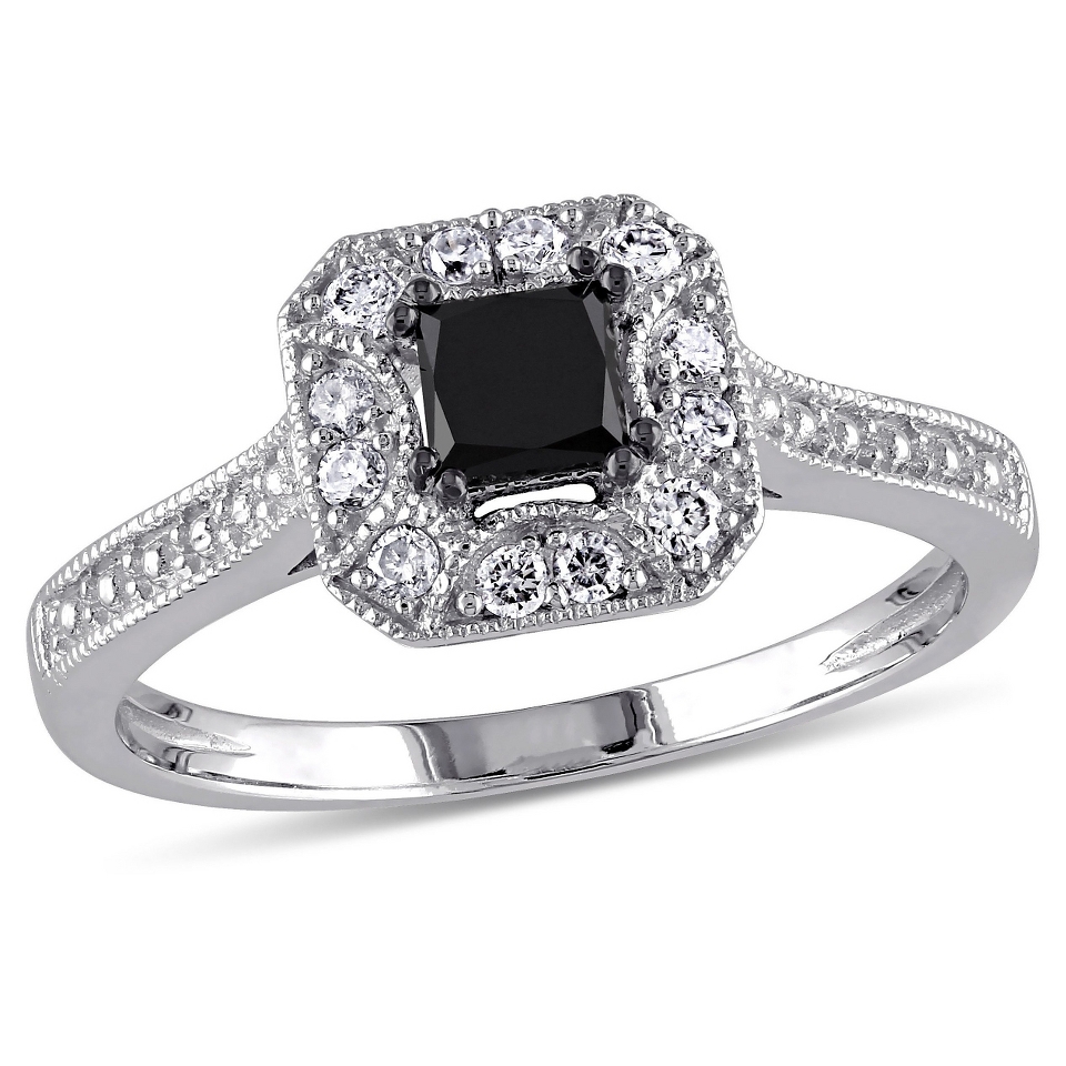 Womens .4 CT. T.W. Black Princess Cut Diamond and .16 CT. T.W. White