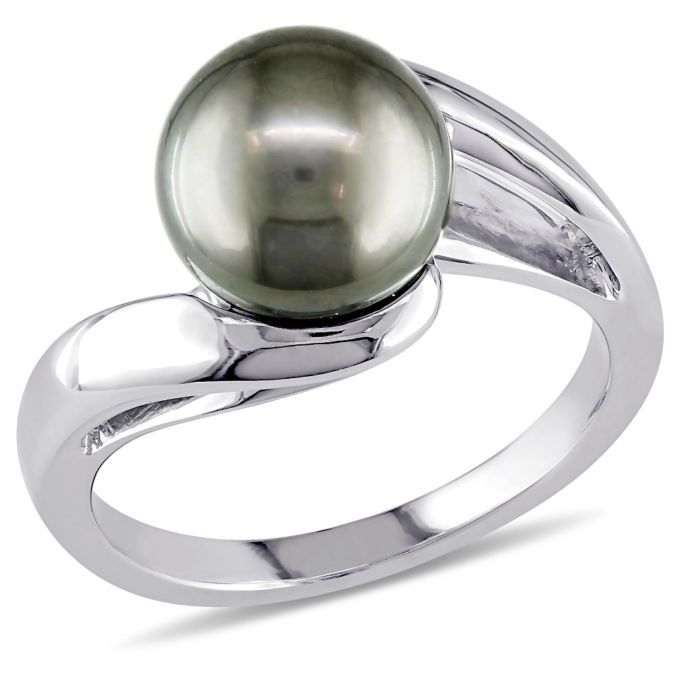 9mm Tahitian Pearl Ring in 10K White Gold   Black