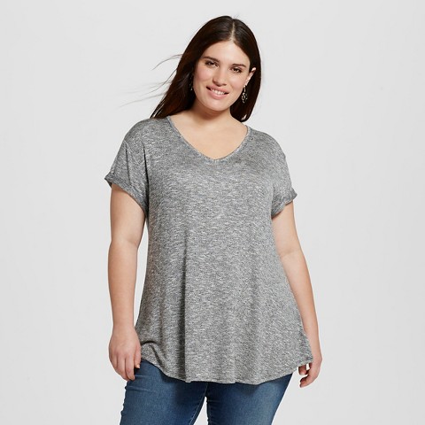 Women's Plus Size Rolled Sleeve Top - Ava & Viv : Target