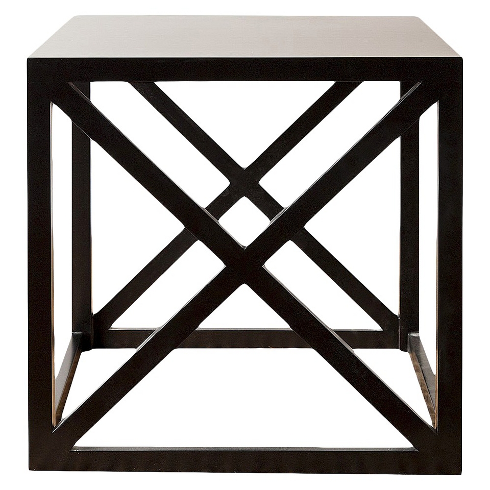 Raven End Table Antiqued Black X Shaped Abbyson Living