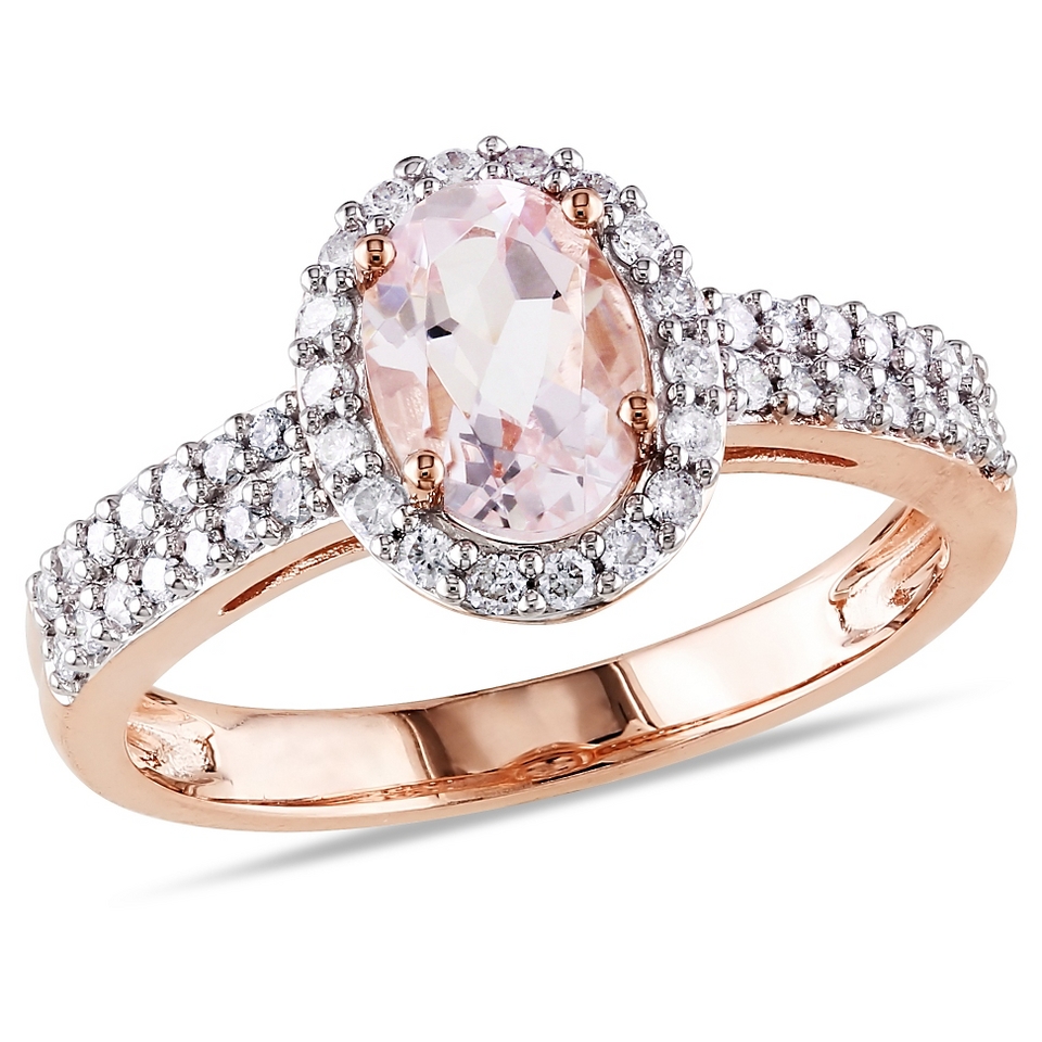 CT. T.W. Morganite and 1/3 CT. T.W. Diamond Ring in 10K Pink Gold