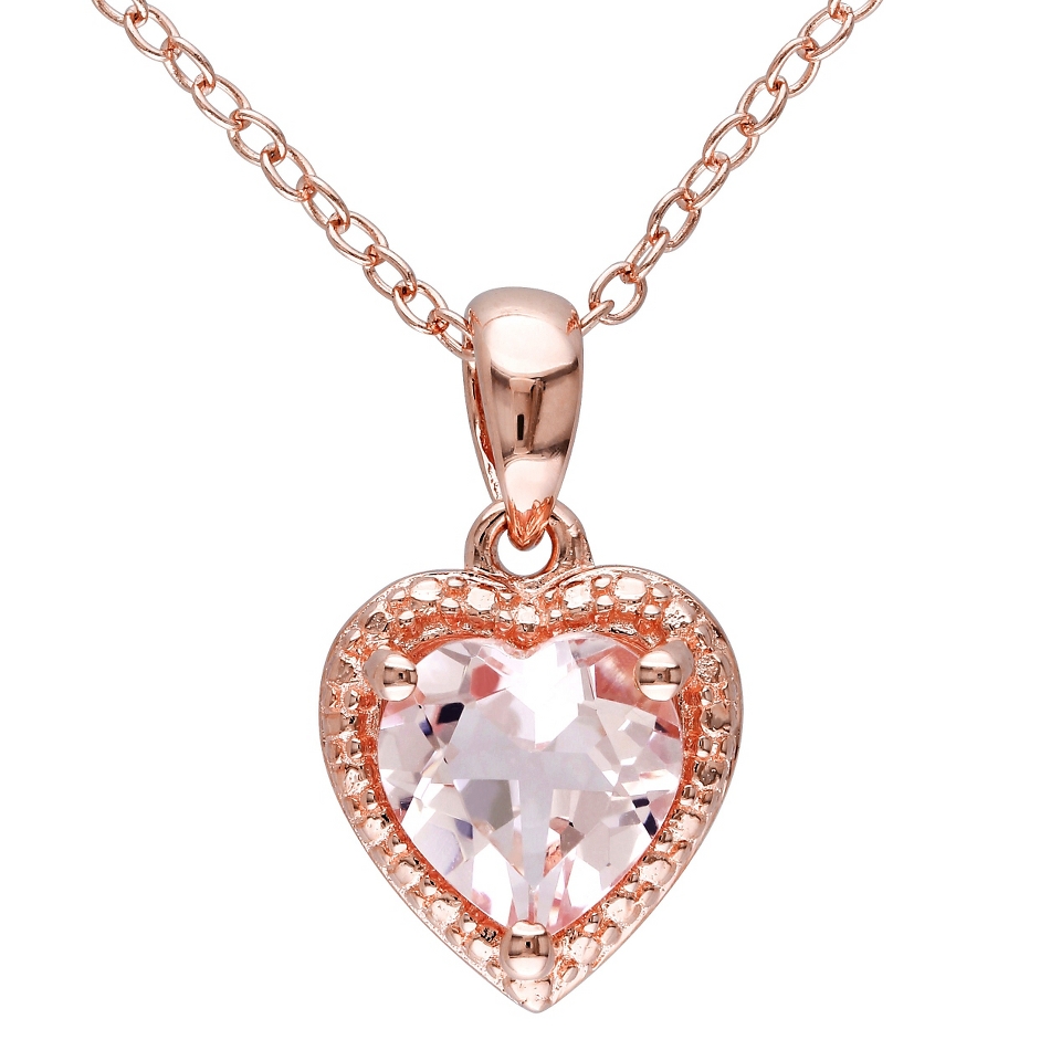 Womens 1 1/10 CT. T.W. Morganite Pendant Necklace in Pink Rhodium