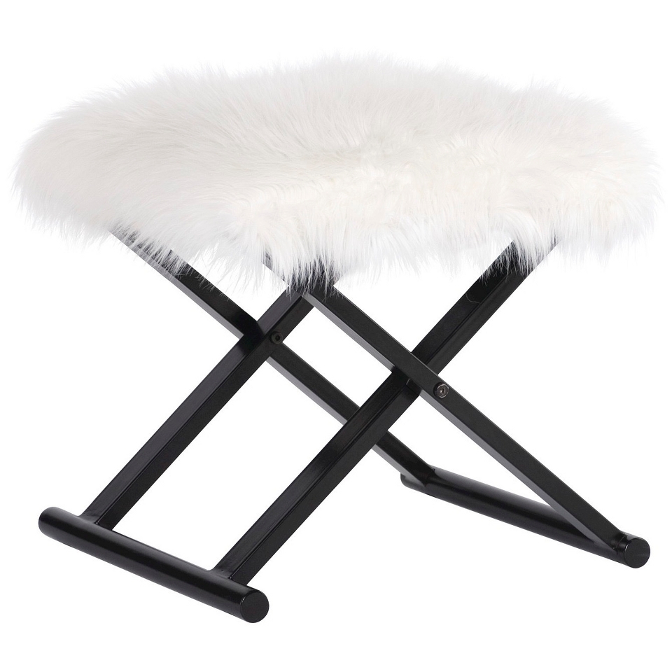 Bombay Devina Faux Fur Metal Ottoman