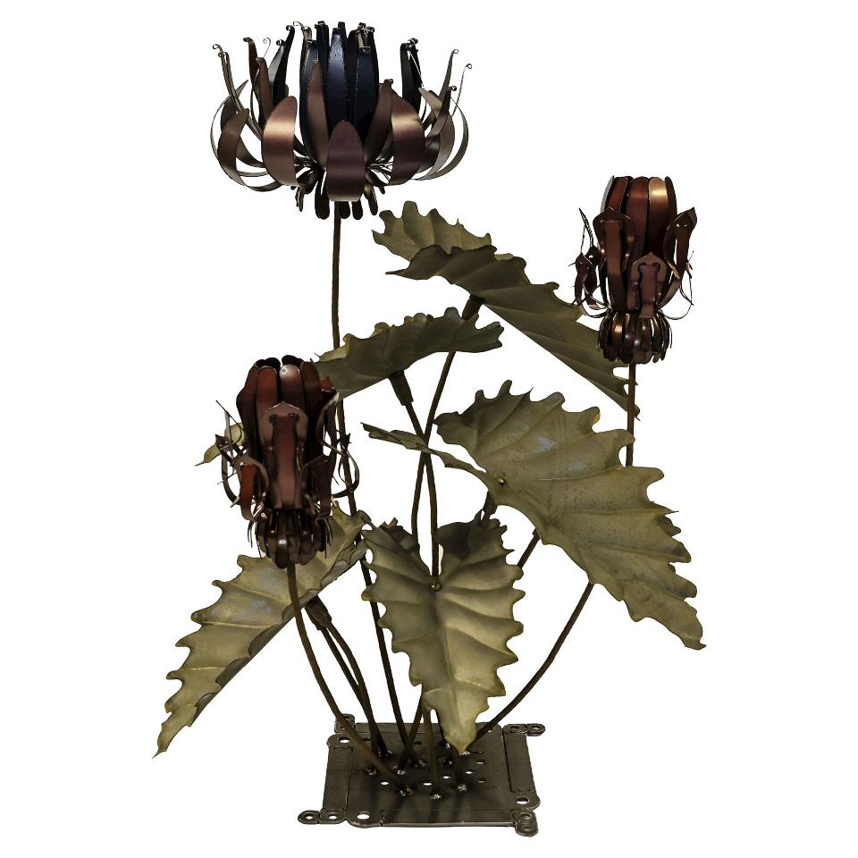 Desert Steel Passion Flower with Three Torches Verdigris