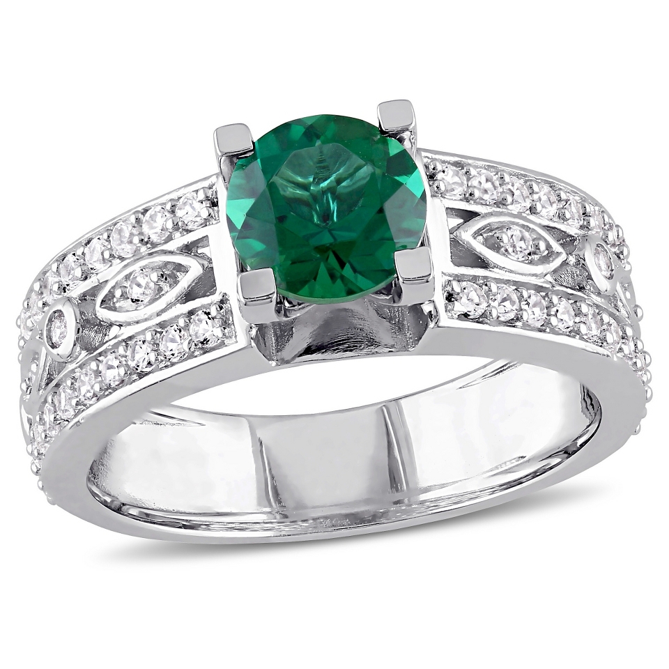 CT. T.W. Created Emerald and .52 CT. T.W. Created White Sapphire