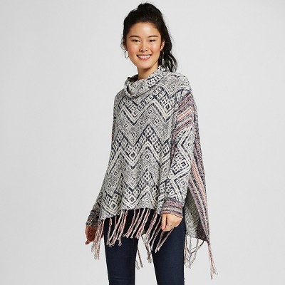 Women's Cowl Poncho Blue Pattern - Mossimo Supply Co.™ (Juniors')